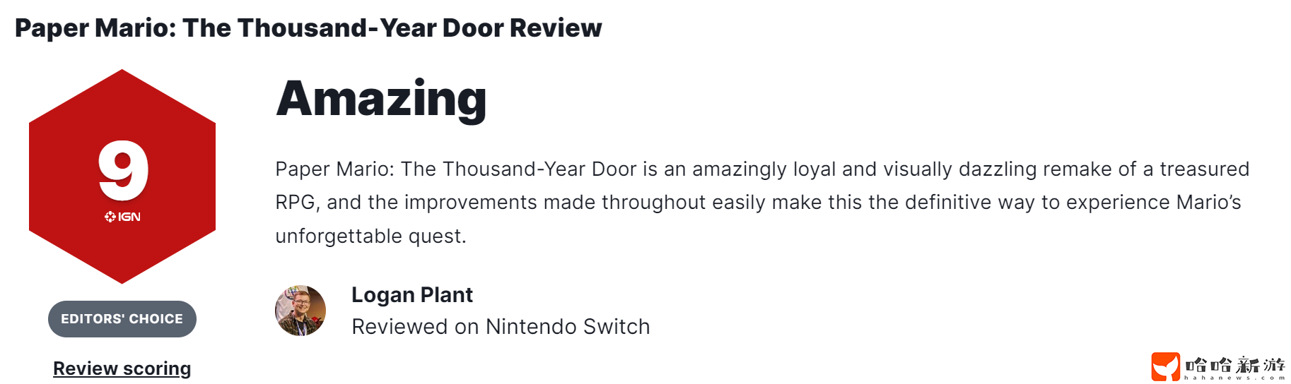 《纸片马里奥：千年之门》IGN 9分 令人难忘的体验